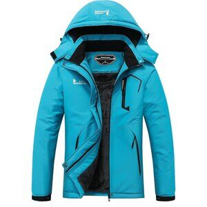 Women's Light Blue Waterproof Ski Jacket Winter Raincoat Jacket